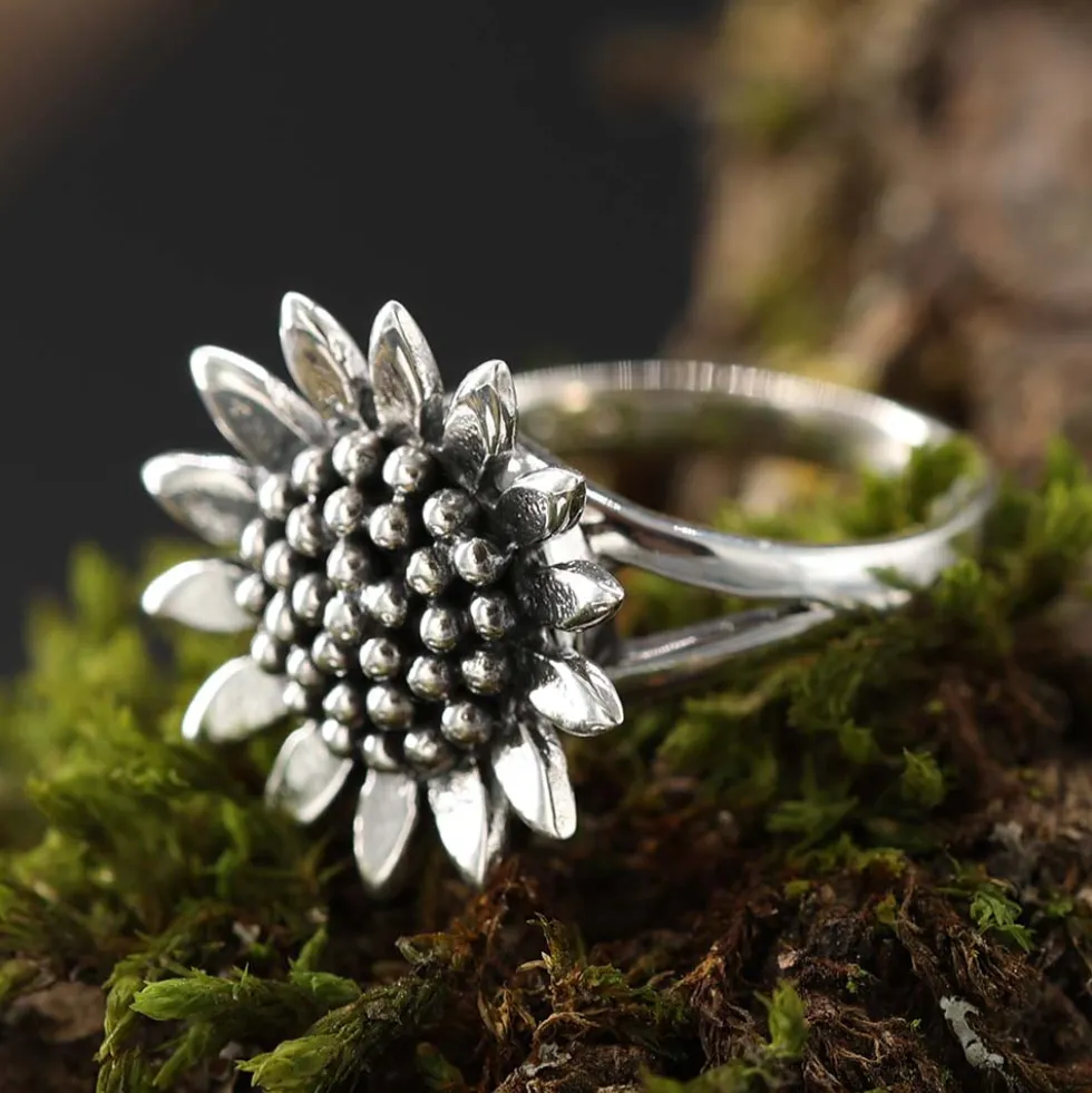 Giftring Sonnenblume Ring mit Fach 925 Silber