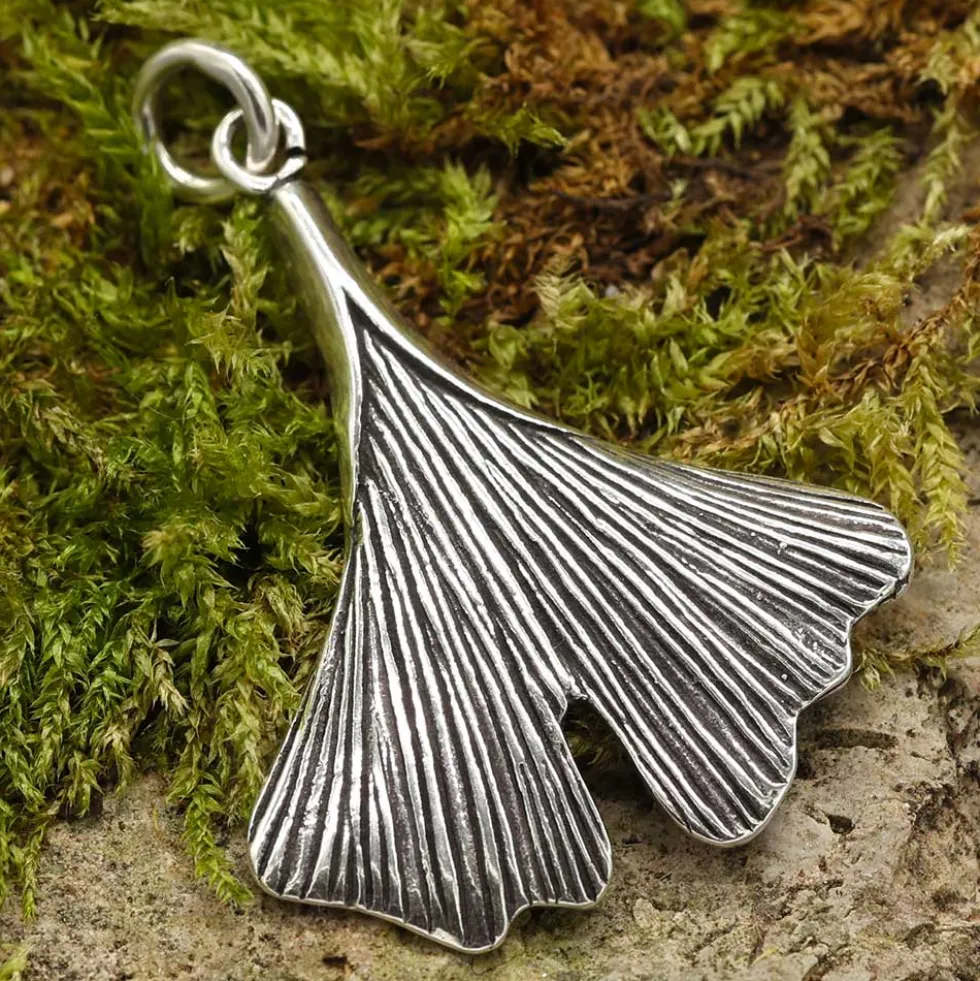 Ginkgo Blatt Schmuck Anhänger aus 925 Silber