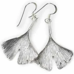 Ginkgo Blätter Ohrhänger Silberschmuck Ohrschmuck 925 Silber (Paar)