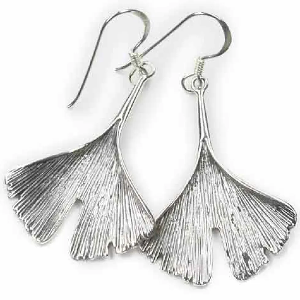 Ginkgo Blätter Ohrhänger Silberschmuck Ohrschmuck 925 Silber (Paar)