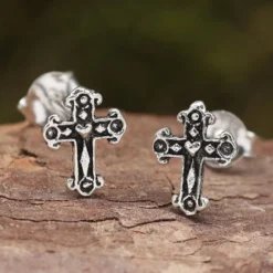 Gothic Kreuz Ohrstecker 925 Silber Ohrschmuck