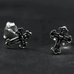 Gothic Kreuz Ohrstecker 925 Silber Ohrschmuck