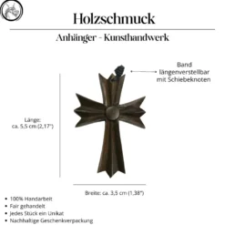 Gothik Kreuz Holz Schmuck Anhänger Kette