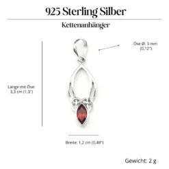 Granat Anhänger in keltischen Knoten gefasst 925 Silber