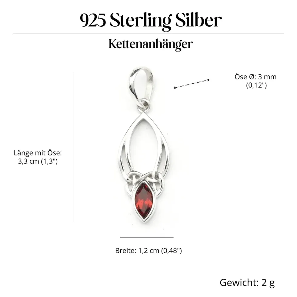 Granat Anhänger in keltischen Knoten gefasst 925 Silber