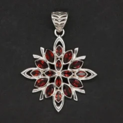 Granat Anhänger sehr edel Steinschmuck Anhänger 925 Silber
