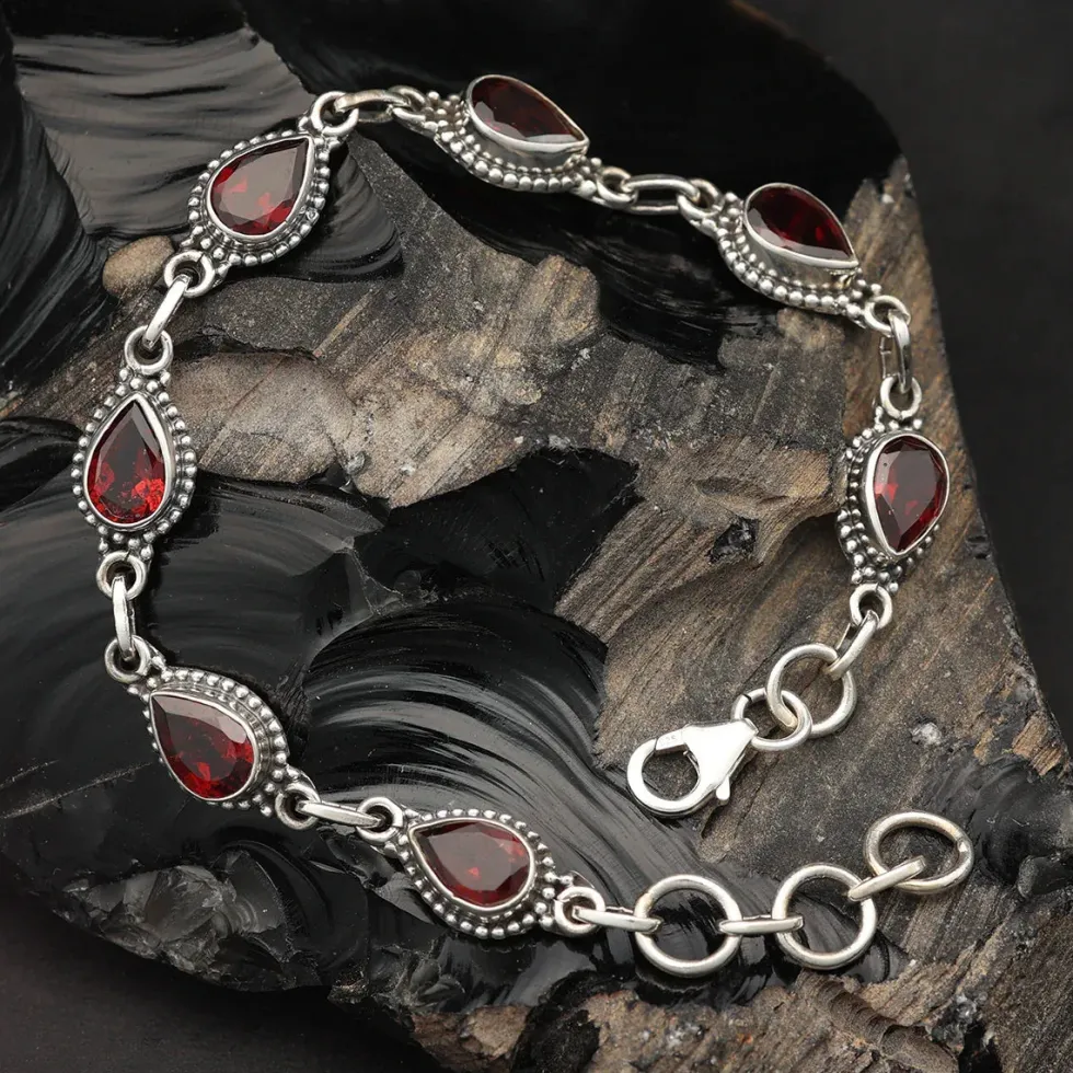 Granat Armband edler Damen Armschmuck 925 Silber