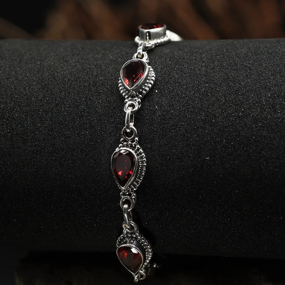 Granat Armband 925 Silber edler Armschmuck aus Sterlingsilber