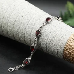 Granat Armband 925 Silber edler Armschmuck aus Sterlingsilber
