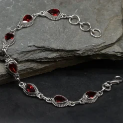 Granat Armband 925 Silber edler Armschmuck aus Sterlingsilber