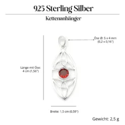 Granat Edelstein keltischer 925 Silberschmuck Anhänger