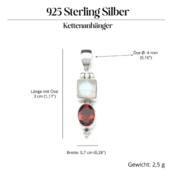 Granat mit Mondstein Steinschmuck 925 Silber