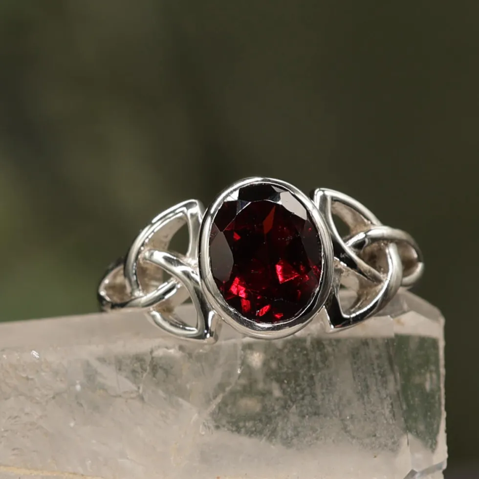 Granat Ring Edelstein Damenring keltisches Design 925 Silber