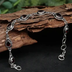 Granat Silber Edelstein Armband zeitloser Damen Armschmuck