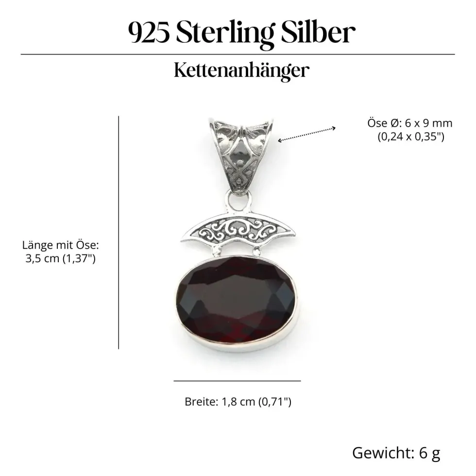 Granat Steinschmuck Anhänger 925 Silber