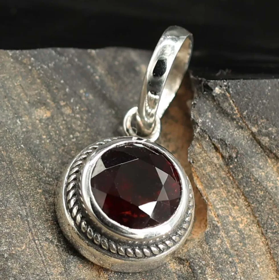 Granat Steinschmuck Anhänger 925 Silber