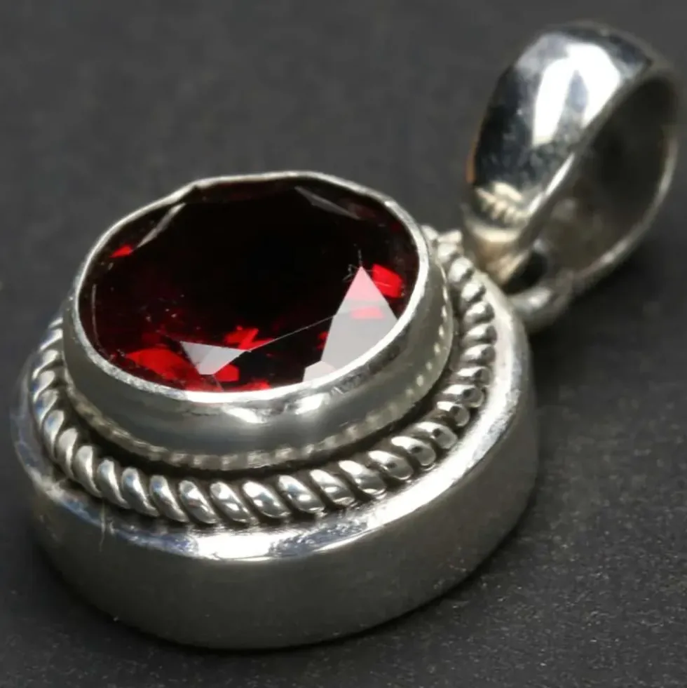 Granat Steinschmuck Anhänger 925 Silber
