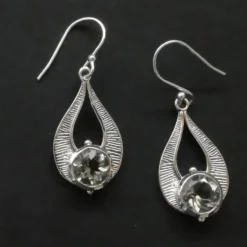 Grüner Amethyst Ohrhänger 925er Design Silber Ohrschmuck Einhänger