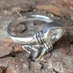 Grüner Amethyst Ring 925 Silber modernes Design größenverstellbar