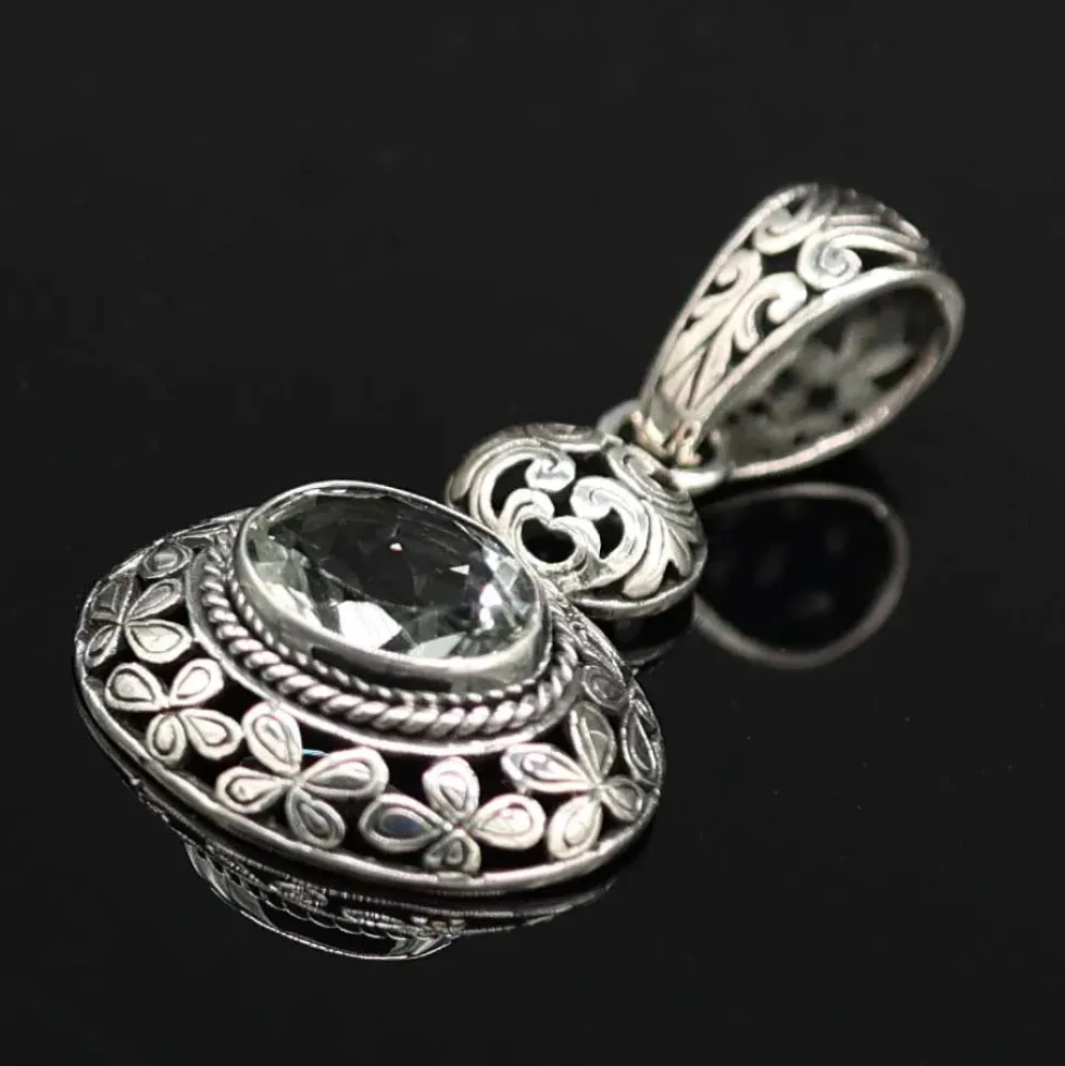 Grüner Amethyst Steinschmuck Anhänger 925 Silber