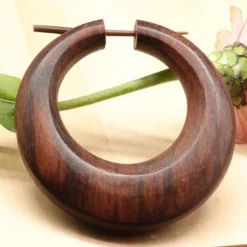 Große Holz Creole Ohrschmuck 5,5cm Holzohrring (Paar)