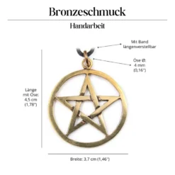 Großer Drudenfuß Bronzeschmuck Pentagramm Anhänger