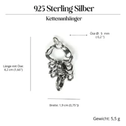 Großer Skorpion 925 Silber Schmuck Anhänger Scorpion
