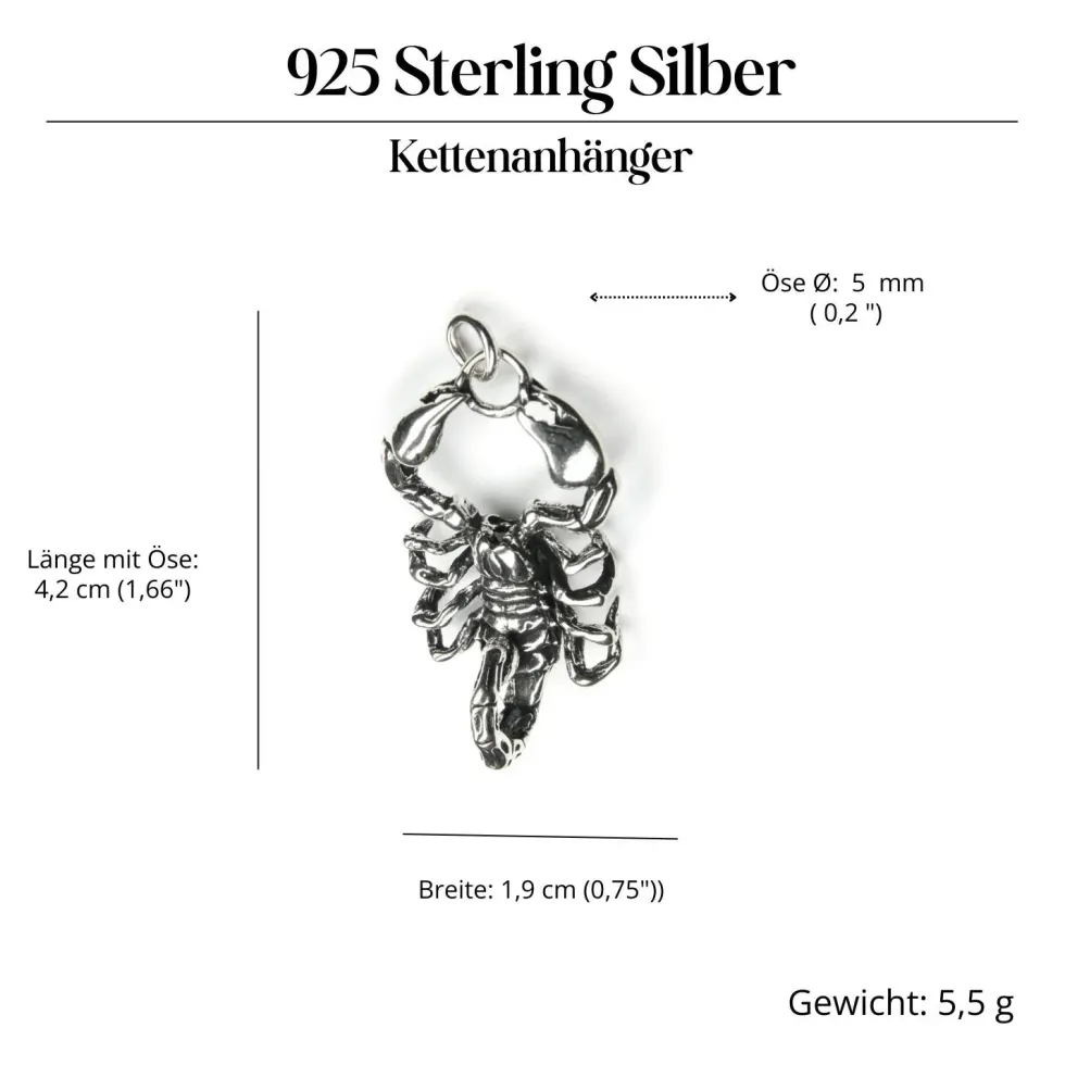 Großer Skorpion 925 Silber Schmuck Anhänger Scorpion