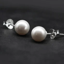 Große Süßwasserperle Ohrstecker 925 Silber Ohrschmuck
