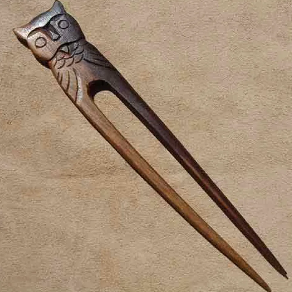 Haarnadel Eule Haarschmuck Holz 2-farbig