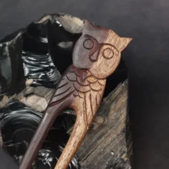 Haarnadel Eule Haarschmuck Holz 2-farbig