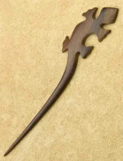Haarstab Holzschmuck geschnitzt Gecko Haarschmuck