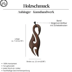 Halskette Maori Holz Schmuck Symbol Anhänger