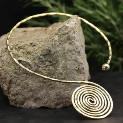 Halsreif Collier Design Spirale Messing Halskette