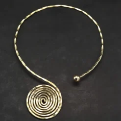 Halsreif Collier Design Spirale Messing Halskette