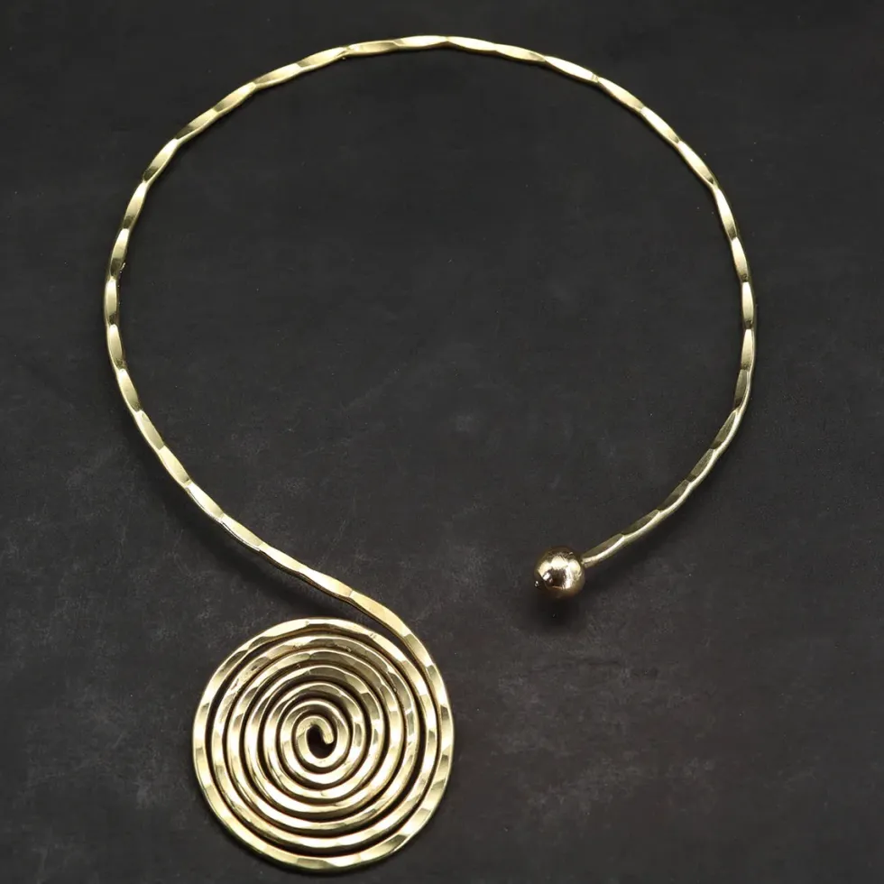 Halsreif Collier Design Spirale Messing Halskette