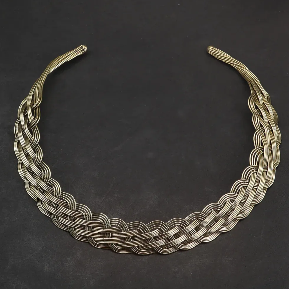 Halsschmuck Collier Design Geflochten Messing Halskette