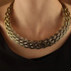 Halsschmuck Collier Design Geflochten Messing Halskette
