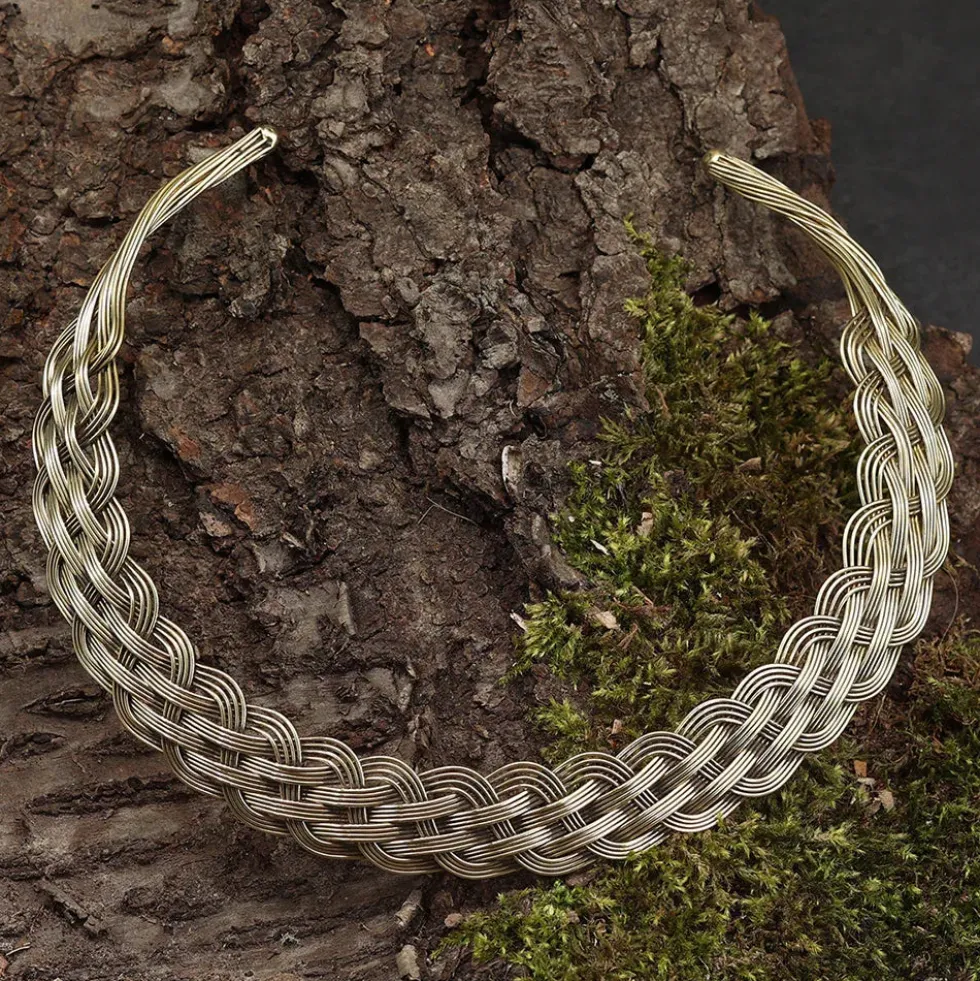 Halsschmuck Collier Design Geflochten Messing Halskette