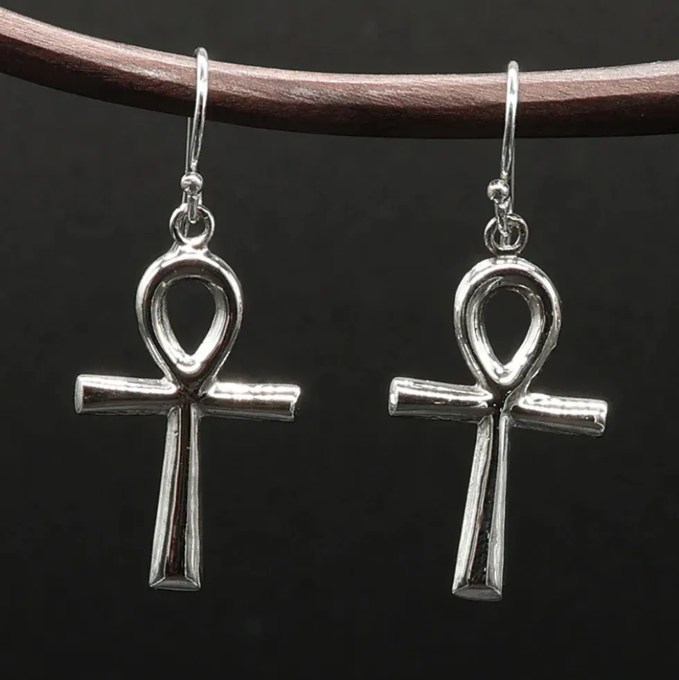 Henkelkreuz Ohrhänger Schlüssel des ewigen Lebens Ankh Ohrschmuck 925 Silber (Paar)