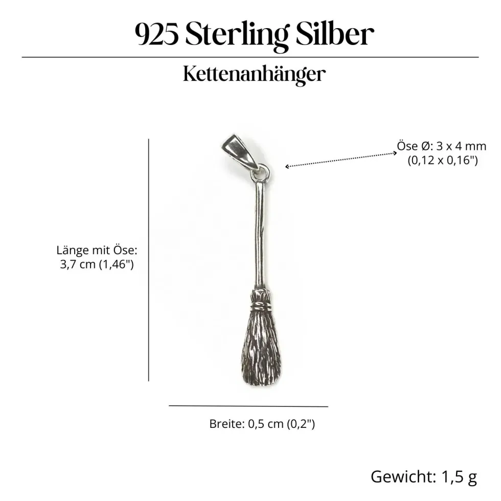 Hexenbesen Schmuck Anhänger Silber Kettenanhänger Hexe 925 Silber