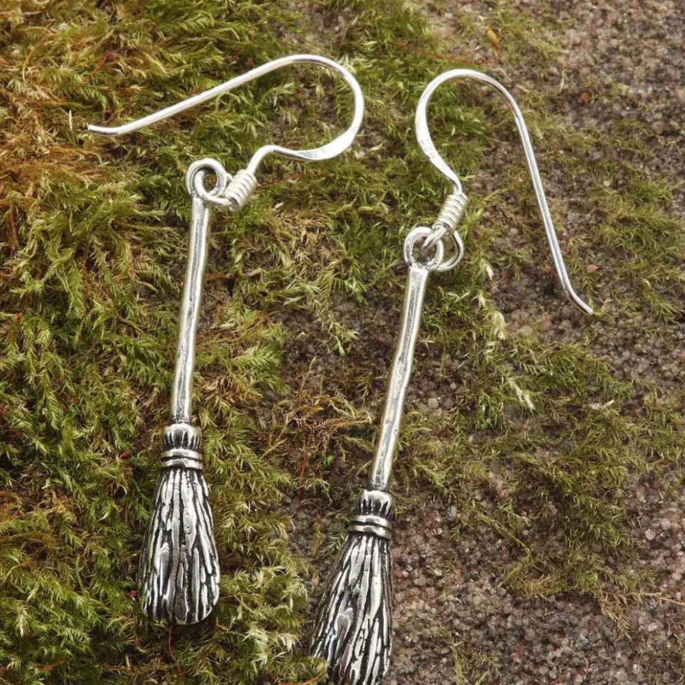 Hexen Besen Schmuck Ohrhänger Sterlingsilber (Paar)