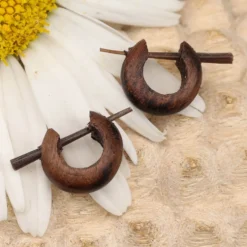 Holzcreole mini Ø 1,2 cm Ohrschmuck Holzschmuck Ohrring (Paar)