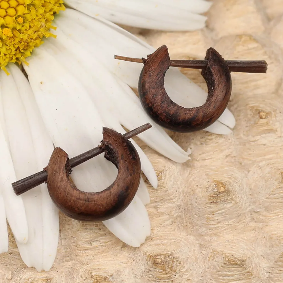 Holzcreole mini Ø 1,2 cm Ohrschmuck Holzschmuck Ohrring (Paar)
