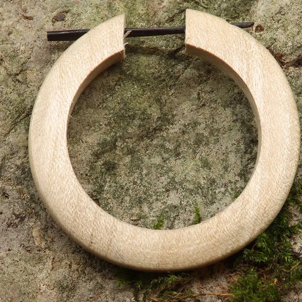 Holz Ohrring schlichte große Creole weißer Ohrschmuck (Paar)