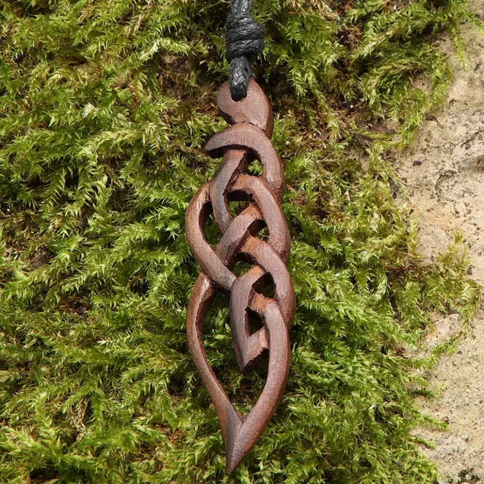 Holzschmuck keltischer Schmuck Anhänger geschnitzter Kettenanhänger