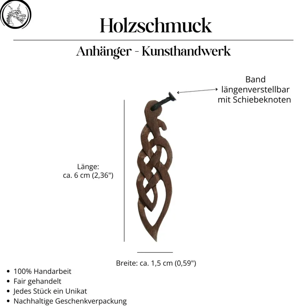Holzschmuck keltischer Schmuck Anhänger geschnitzter Kettenanhänger