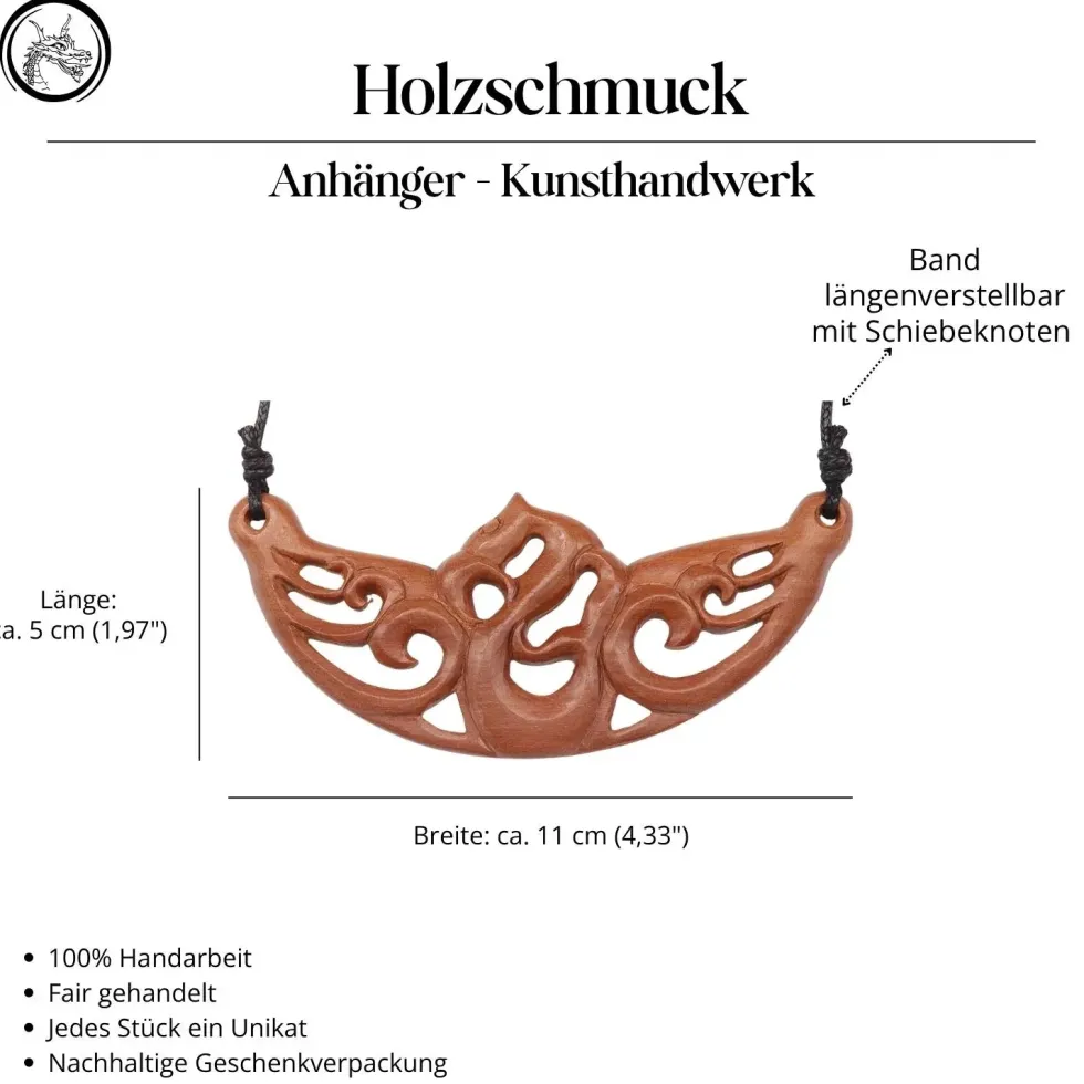 Holzschmuck Keltisch Holz Collier Kette Handarbeit