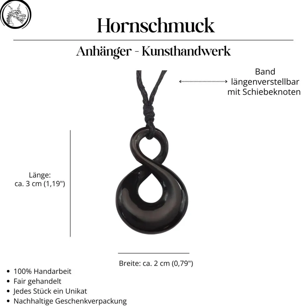 Hornschmuck Double Maori Schmuck 3cm aus Horn geschnitzte Kette