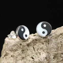 Jing Jang Ohrringe 9 mm Ohrstecker 925 Silber Ohrschmuck